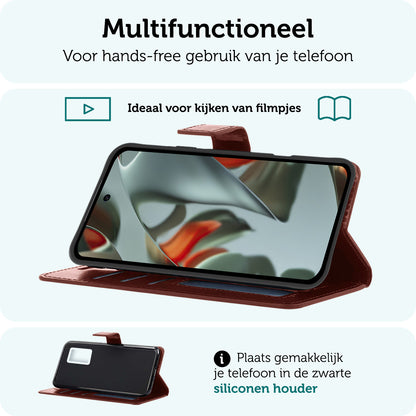 Forterra Google Pixel 9 Pro XL Hoesje Bookcase Cover met Kaarthouder - Bruin