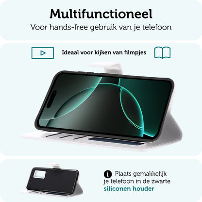 Forterra iPhone 16 Pro Hoesje Bookcase Cover met Kaarthouder - Wit