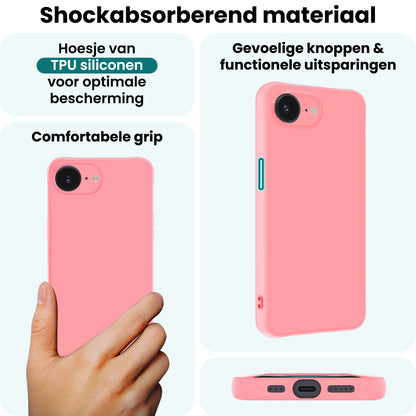 Forterra iPhone 16e Hoesje Siliconen Backcover Lichtgewicht - Lichtroze