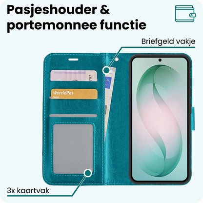 Forterra Samsung S26 Plus Hoesje Bookcase Cover met Kaarthouder - Turquoise