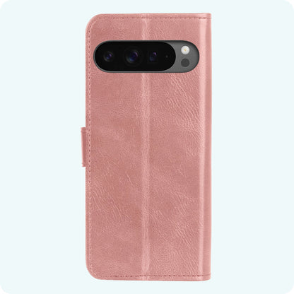 Forterra Google Pixel 9 Pro XL Hoesje Bookcase Cover met Kaarthouder - Rosé goud