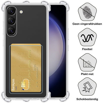 Forterra Samsung S23 Hoesje Kaarthouder Backcover Shockproof - Transparant