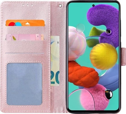 Forterra Samsung A51 Hoesje Bookcase Cover met Kaarthouder - Rosé goud