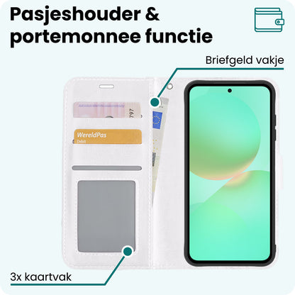 Forterra Samsung A36 Hoesje Bookcase Cover met Kaarthouder - Wit