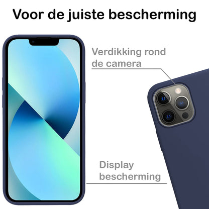 Forterra iPhone 13 Pro Max Hoesje Siliconen Backcover Lichtgewicht - Donkerblauw