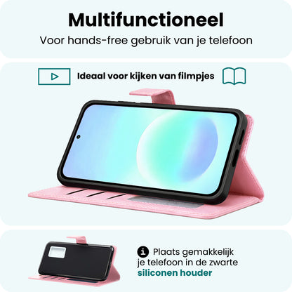 Forterra Samsung A57 Hoesje Bookcase Cover met Kaarthouder - Lichtroze