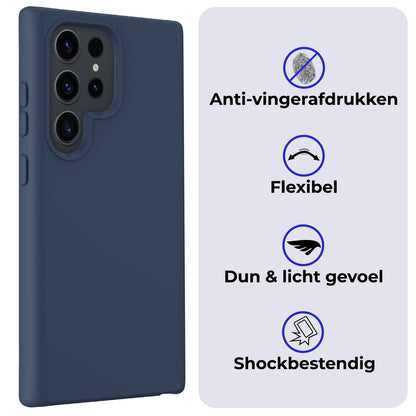 Forterra Samsung S24 Ultra Hoesje Siliconen Backcover Lichtgewicht - Donkerblauw