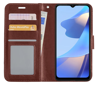 Forterra OPPO A16s Hoesje Bookcase Cover met Kaarthouder - Bruin