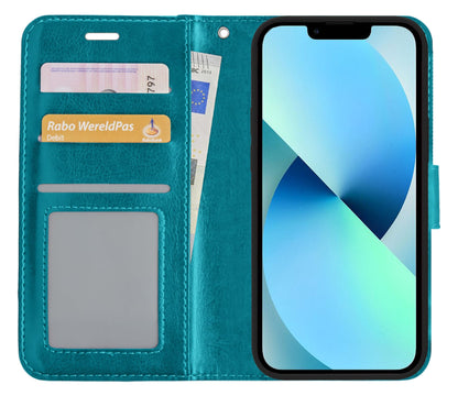 Forterra iPhone 13 Pro Max Hoesje Bookcase Cover met Kaarthouder - Turquoise