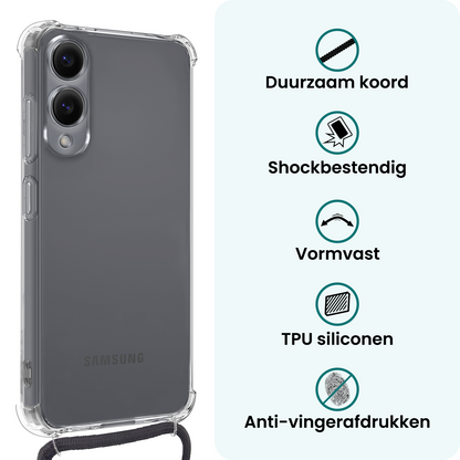 Forterra Samsung S25 Edge Hoesje met Koord Backcover Shockproof - Transparant
