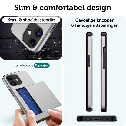 Forterra iPhone 11 Hoesje Kaarthouder Hard Case Shockproof - Grijs