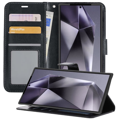 Forterra Samsung S24 Ultra Hoesje Bookcase Cover met Kaarthouder - Zwart