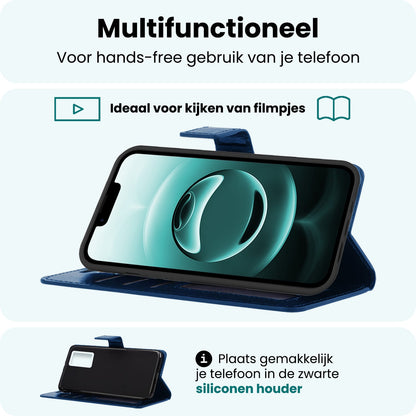Forterra iPhone 16e Hoesje Bookcase Cover met Kaarthouder - Donkerblauw
