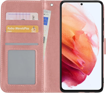 Forterra Samsung S21 Hoesje Bookcase Cover met Kaarthouder - Rosé goud