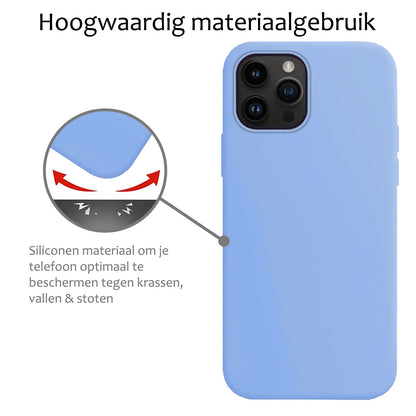 Forterra iPhone 15 Pro Max Hoesje Siliconen Backcover Lichtgewicht - Lichtblauw