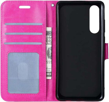 Forterra Samsung Galaxy A50 Hoesje Bookcase Cover met Kaarthouder - Donkerroze