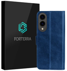 Forterra Samsung S25 Edge Hoesje Bookcase Cover met Kaarthouder - Donkerblauw