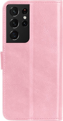 Forterra Samsung S21 Ultra Hoesje Bookcase Cover met Kaarthouder - Lichtroze