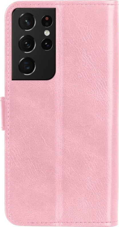 Forterra Samsung S21 Ultra Hoesje Bookcase Cover met Kaarthouder - Lichtroze