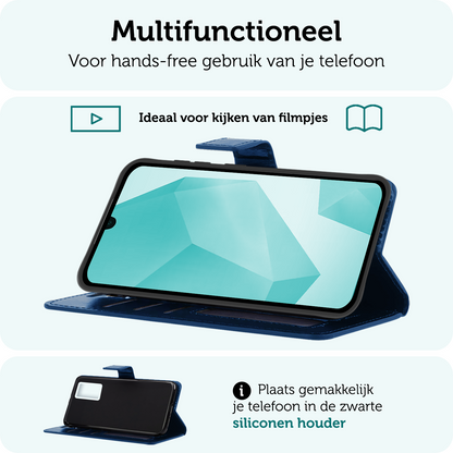 Forterra Samsung A16 Hoesje Bookcase Cover met Kaarthouder - Donkerblauw