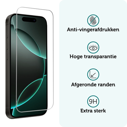 Forterra iPhone 16 Pro Screenprotector Gehard Glas met Installatieframe