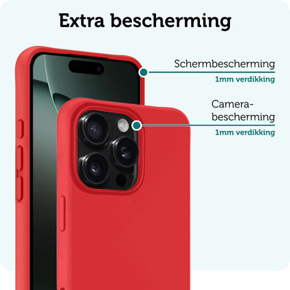 Forterra iPhone 16 Pro Hoesje Siliconen Backcover Lichtgewicht - Rood