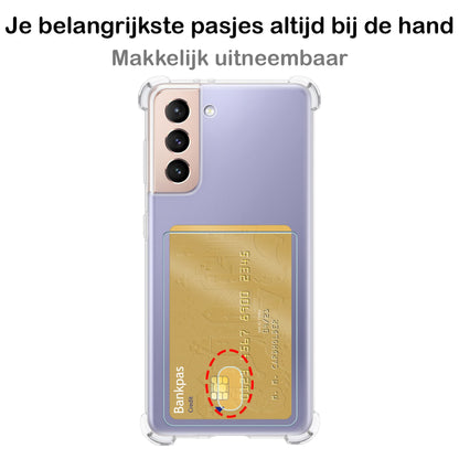 Forterra Samsung S21 FE Hoesje Kaarthouder Backcover Shockproof - Transparant