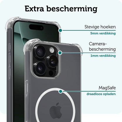Forterra iPhone 16 Pro Hoesje Geschikt voor Magsafe Backcover Shockproof - Transparant