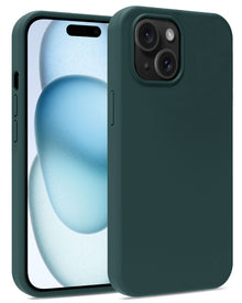 Forterra iPhone 15 Plus Hoesje Siliconen Backcover Lichtgewicht - Donkergroen