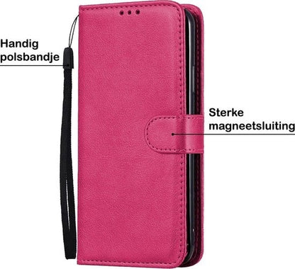 Forterra Samsung A71 Hoesje Bookcase Cover met Kaarthouder - Donkerroze