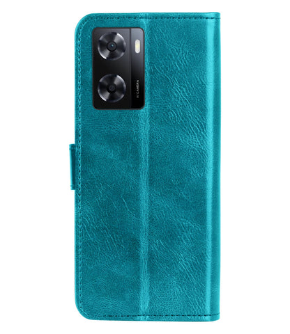 Forterra OPPO A57 Hoesje Bookcase Cover met Kaarthouder - Turquoise