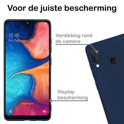 Forterra Samsung A20e Hoesje Siliconen Backcover Lichtgewicht - Donkerblauw