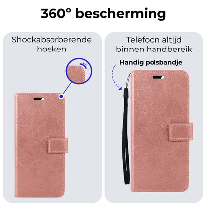 Forterra Samsung A25 Hoesje Bookcase Cover met Kaarthouder - Rosé goud