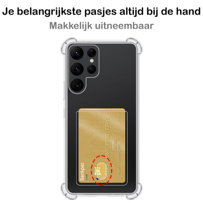 Forterra Samsung S23 Ultra Hoesje Kaarthouder Backcover Shockproof - Transparant