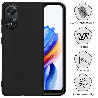 Forterra OPPO A18 Hoesje Siliconen Backcover Lichtgewicht - Zwart