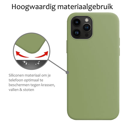 Forterra iPhone 15 Pro Max Hoesje Siliconen Backcover Lichtgewicht - Groen