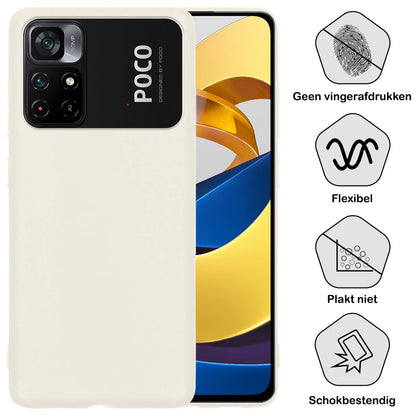 Forterra Xiaomi Poco M4 Pro 5G Hoesje Siliconen Backcover Lichtgewicht - Wit