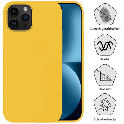 Forterra iPhone 15 Pro Hoesje Siliconen Backcover Lichtgewicht - Geel