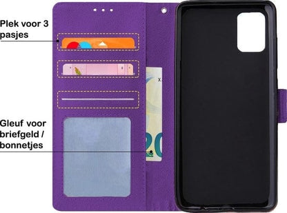 Forterra Samsung A51 Hoesje Bookcase Cover met Kaarthouder - Paars