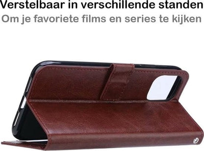 Forterra iPhone 12 Mini Hoesje Bookcase Cover met Kaarthouder - Bruin