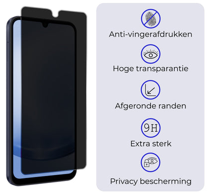 Forterra Samsung A25 Screenprotector Gehard Glas - Privacy
