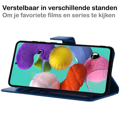 Forterra Samsung A51 Hoesje Bookcase Cover met Kaarthouder - Donkerblauw