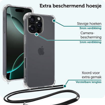 Forterra iPhone 16 Pro Hoesje met Koord Backcover Shockproof - Transparant
