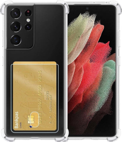 Forterra Samsung S21 Ultra Hoesje Kaarthouder Backcover Shockproof - Transparant