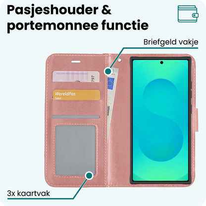 Forterra Samsung S25 Ultra Hoesje Bookcase Cover met Kaarthouder - Rosé goud