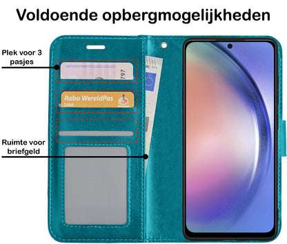 Forterra Samsung A54 Hoesje Bookcase Cover met Kaarthouder - Turquoise