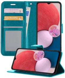 Forterra Samsung A13 5G Hoesje Bookcase Cover met Kaarthouder - Turquoise