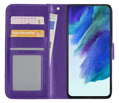Forterra Samsung S21 FE Hoesje Bookcase Cover met Kaarthouder - Paars