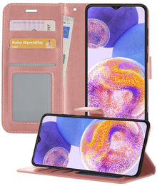 Forterra Samsung A23 Hoesje Bookcase Cover met Kaarthouder - Rosé goud