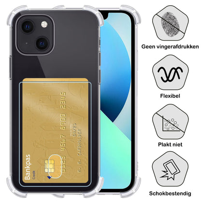 Forterra iPhone 14 Hoesje Kaarthouder Backcover Shockproof - Transparant